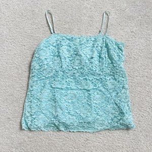 Vintage y2k turquoise lace cami top